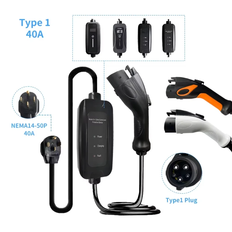 9kw 16A SAE J1772 Type 1 Mobile Level 2 Ac  Portable Ev Charger
