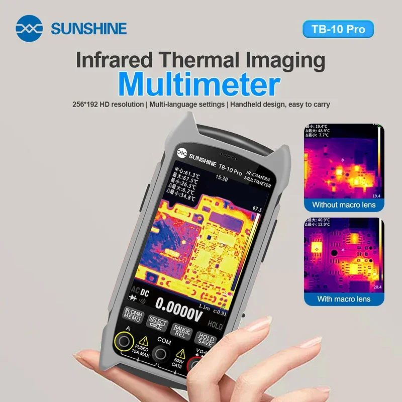 

Инфракрасный тепловизионный мультиметр SUNSHINE TB-10 Pro, разрешение 256*192 HD, инструменты для ремонта многоязычных настройков
