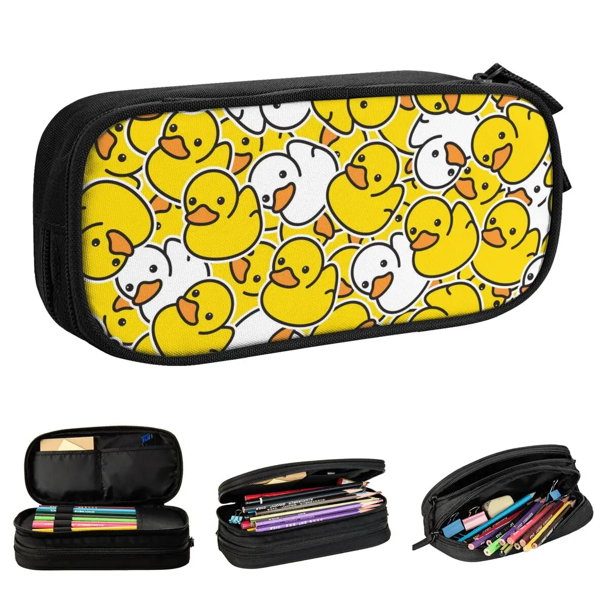 Cute Duck Pattern Ducky Cartoon Pencil Cases Animal Pencil Pouch Pen Holder for Student  Bags School Supplies Zipper Stationery