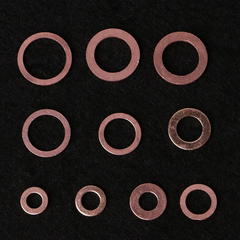 200 peças kit de sortimento de arruelas métricas de cobre o anel arruelas de cobre 9 tamanhos m5 m6 m8 m10 m12 m14