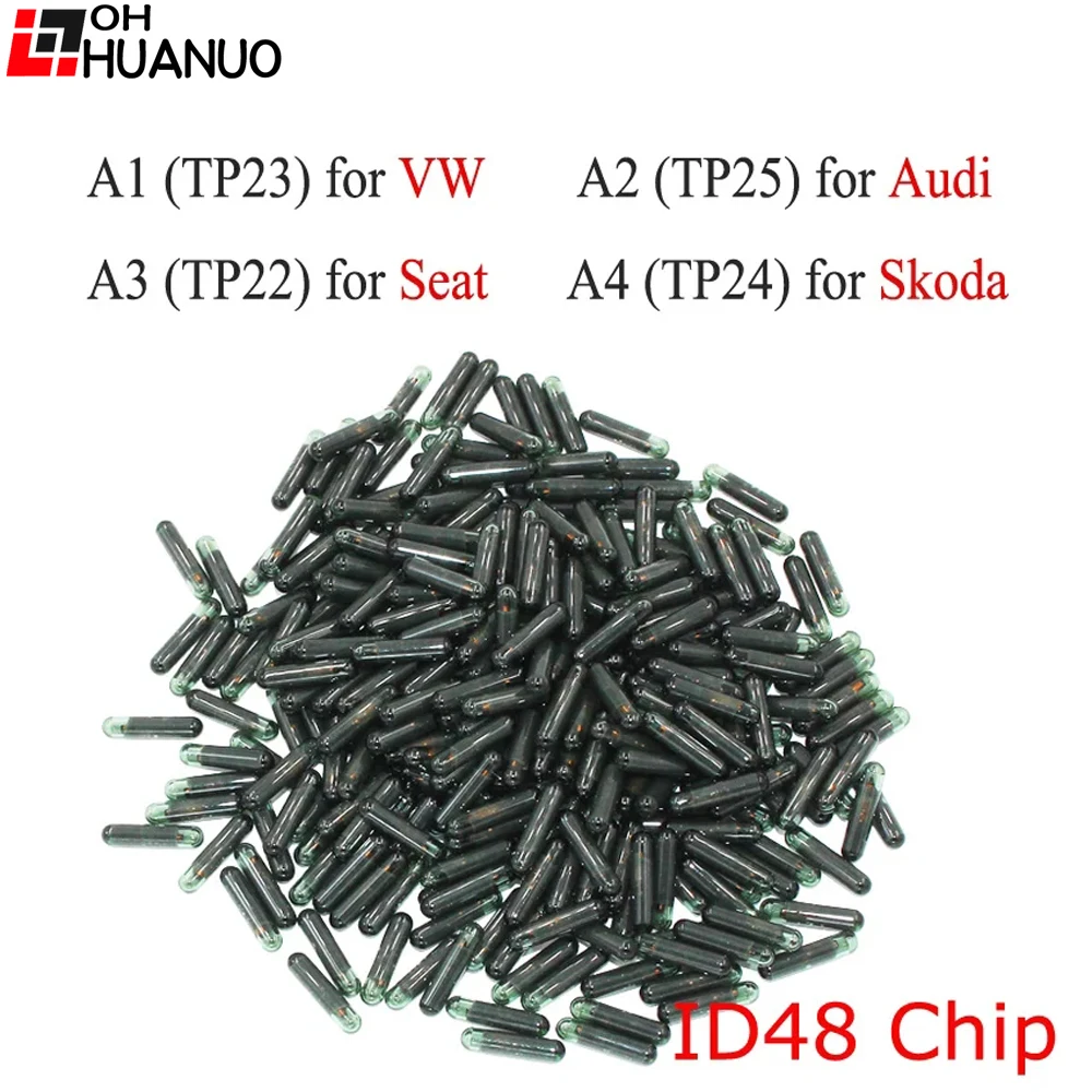 Ecusells 10PCS/LOT,CAN (A1) TP23 ID48 Chip Glass for Volkswagen V-W,(A2) TP25 for Audi,(A3) TP22 for Seat,(A4) TP24 for Skoda