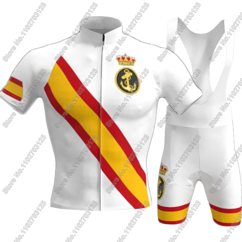 

Белый комплект велосипедного трикотажа Armada Espana 2025, испанская одежда, рубашки с короткими рукавами для шоссейного велосипеда, костюм, велосипедные нагрудники, шорты MTB Maillot