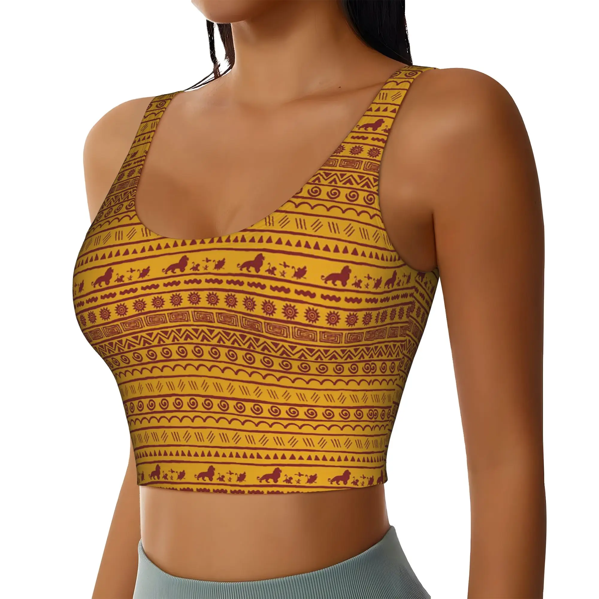 Custom Liones Anime Kinges Workout Crop Tank Tops for Women Hakuna Matata Simba Running Sports Bras