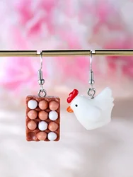 A Strange and Interesting Pair of Eggs and Chicken Earrings