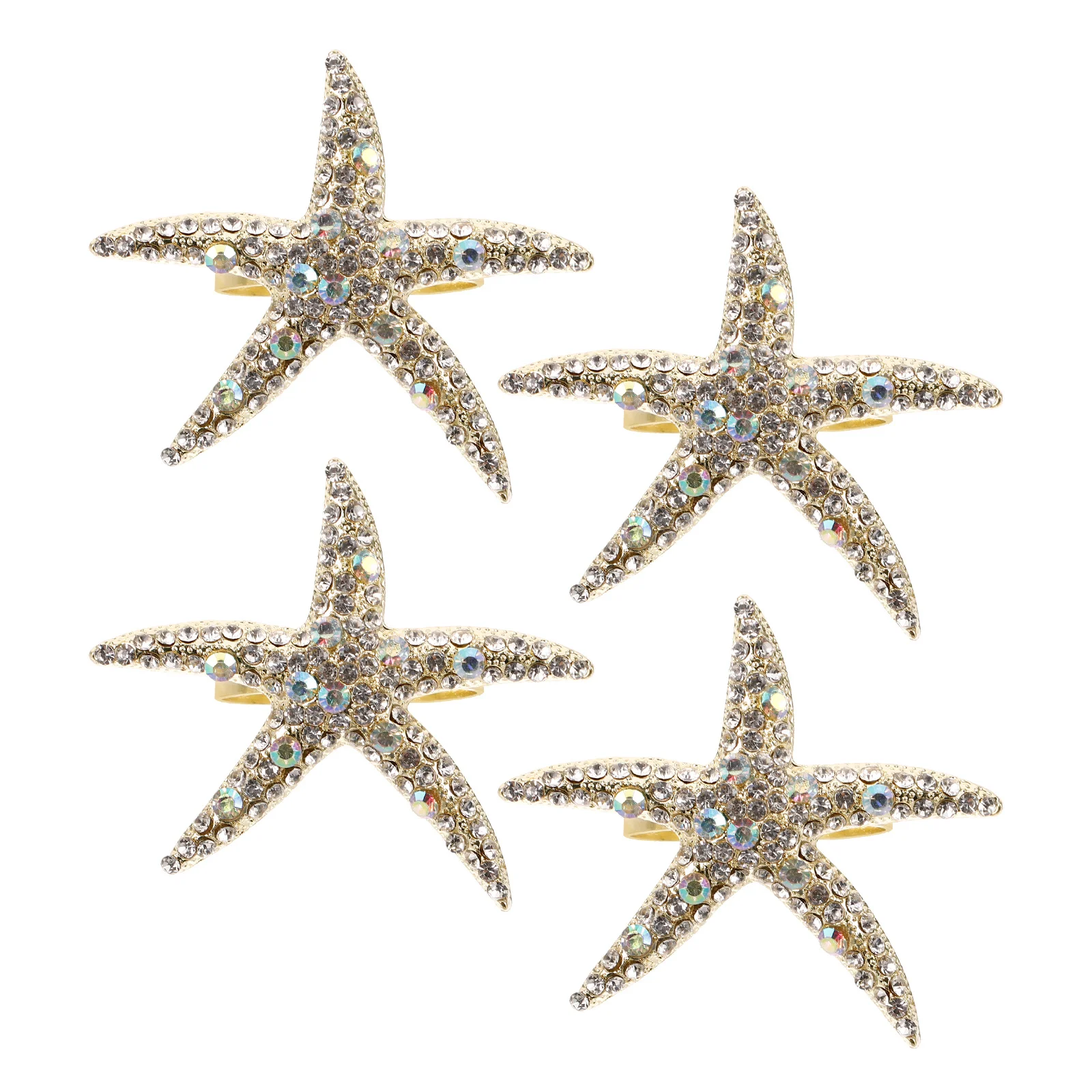 

4Pcs Napkin Rings Metal Alloy Sea Star Style Decorative Buckles for Home Gathering Tableware Accessories Warm Atmosphere