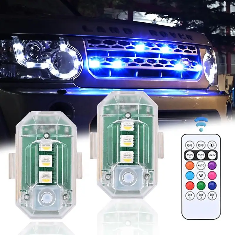 Lemombo New RGB Wireless Remote Control Flash LED Strobe Light 7-color Daytime Running Light Aluminum Replacement Motorcycle