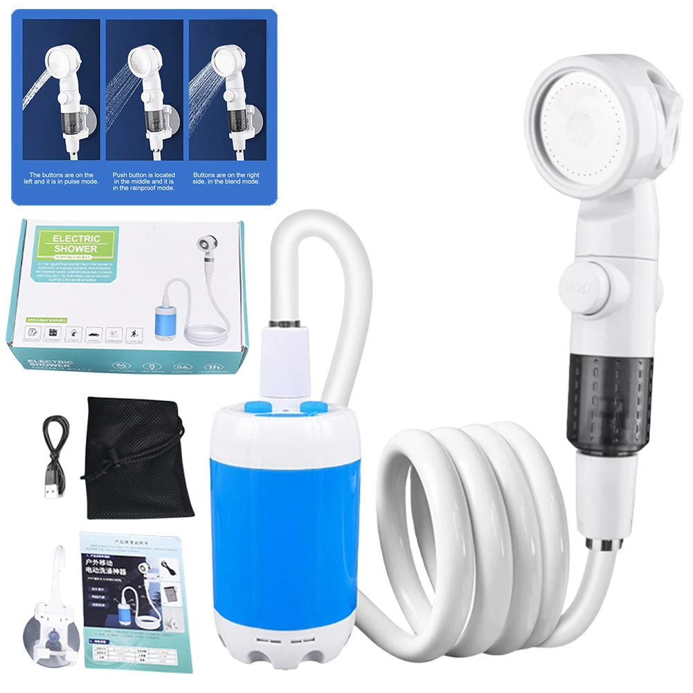 

Насос для душа на открытом воздухе, перезаряжаемый распылитель для душа из ПВХ, беспроводные насосы, распылитель воды для пеших прогулок, мойки автомобилей и чистки домашних животных