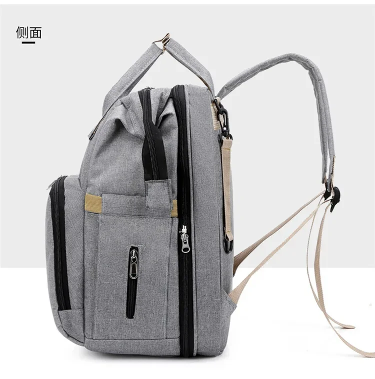 Fashionable Large Capacity Handheld Mommy Bag Folding Baby Bed Mother and Baby Bag Milk Bottle Diaper Double Shoulder Mom Bag