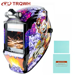 Welding Helmet Auto Darkening with LED Light True Color 4 Arc Sensor Wide Shade 4/5-9/9-13 for TIG MIG Arc Weld Grinding