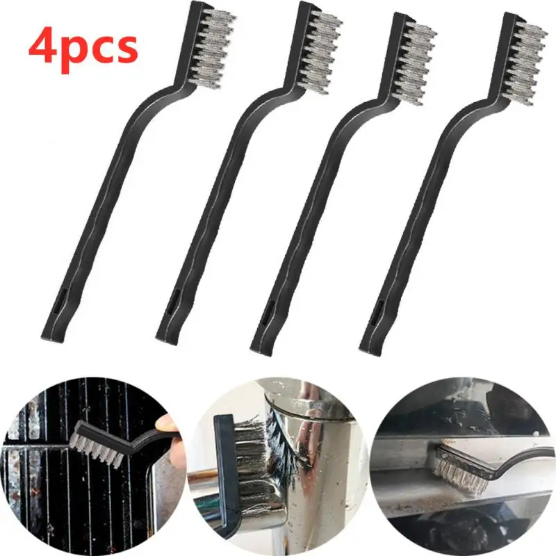 Stainless Steel Wire Brush Gas Stove Cleaning Brush  Household Kitchen Stove Cleaning Gap Brush Mini Degreasing Derusting Tools