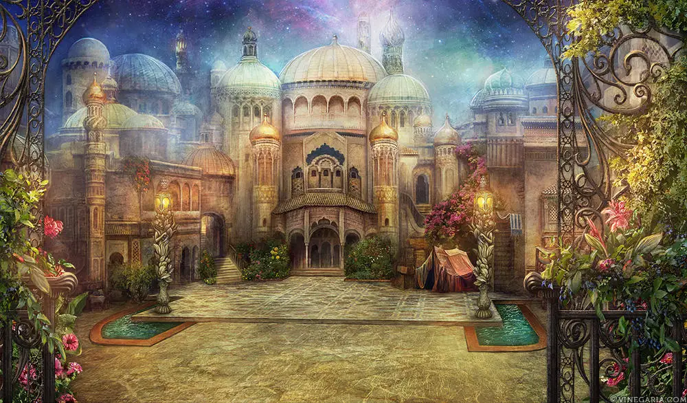 

arab arabian palace Castle garden backdrops High quality computer print party supplies Photography Studio Backgrounds