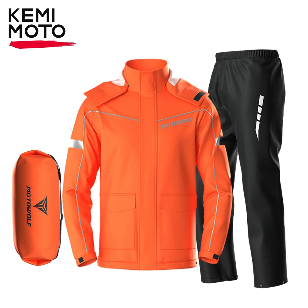 Chubasquero impermeable para motocicleta, traje para ciclismo, transpirable, ligero, portátil, chaqueta dividida, pantalón reflectante para equipos deportivos al aire libre