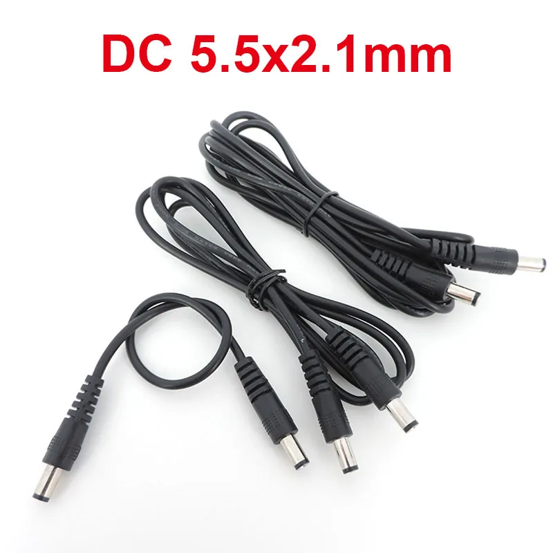 10pcs 0.5m/1M/2M 12V DC Power supply Connector Extension Cable Male To Male Plug 5.5 x 2.1mm CCTV Camera Adapter Cords L1