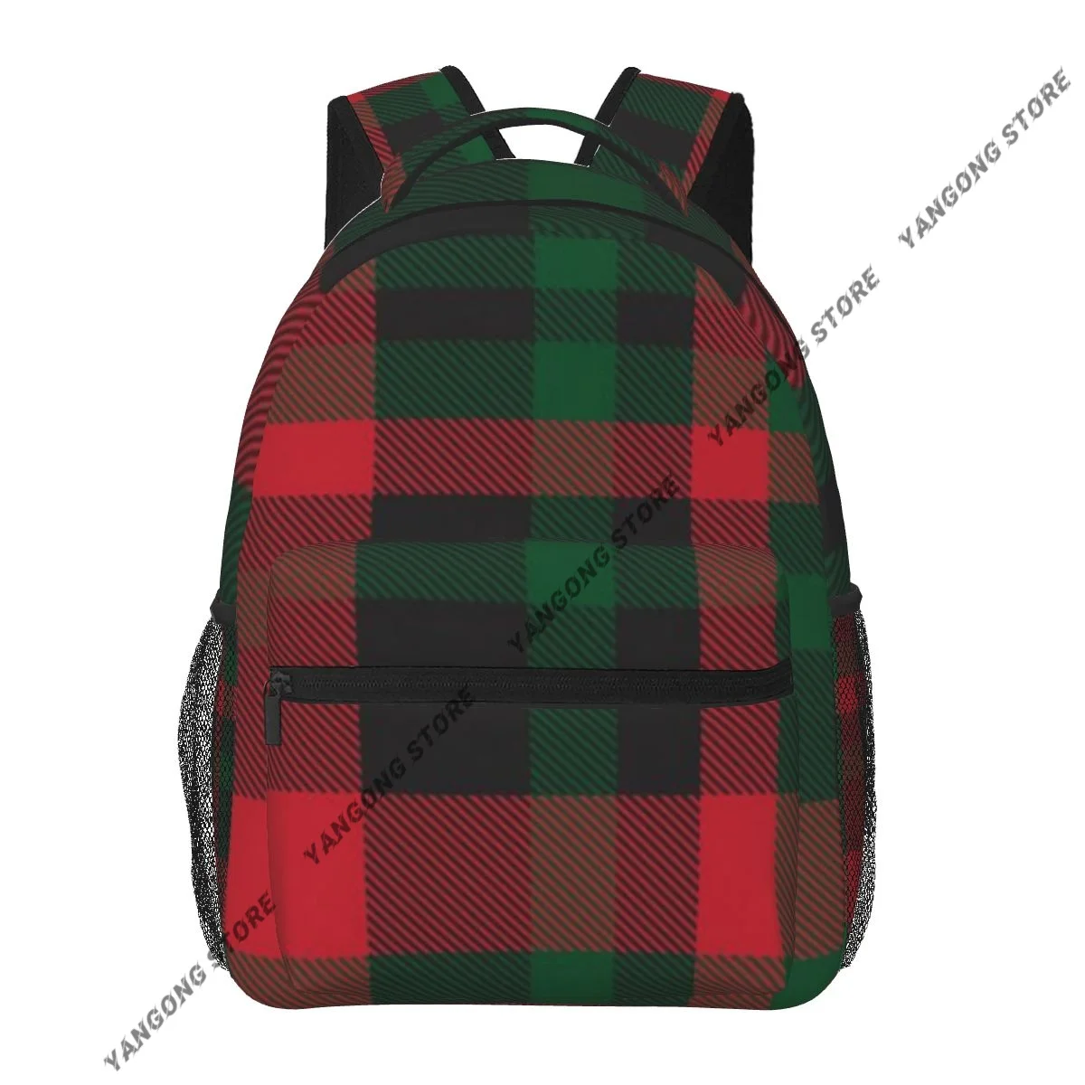 Teenager Bookbag Backpack Travel Bag Christmas Plaid Checkered Tartan Backpack For Laptop School Bags