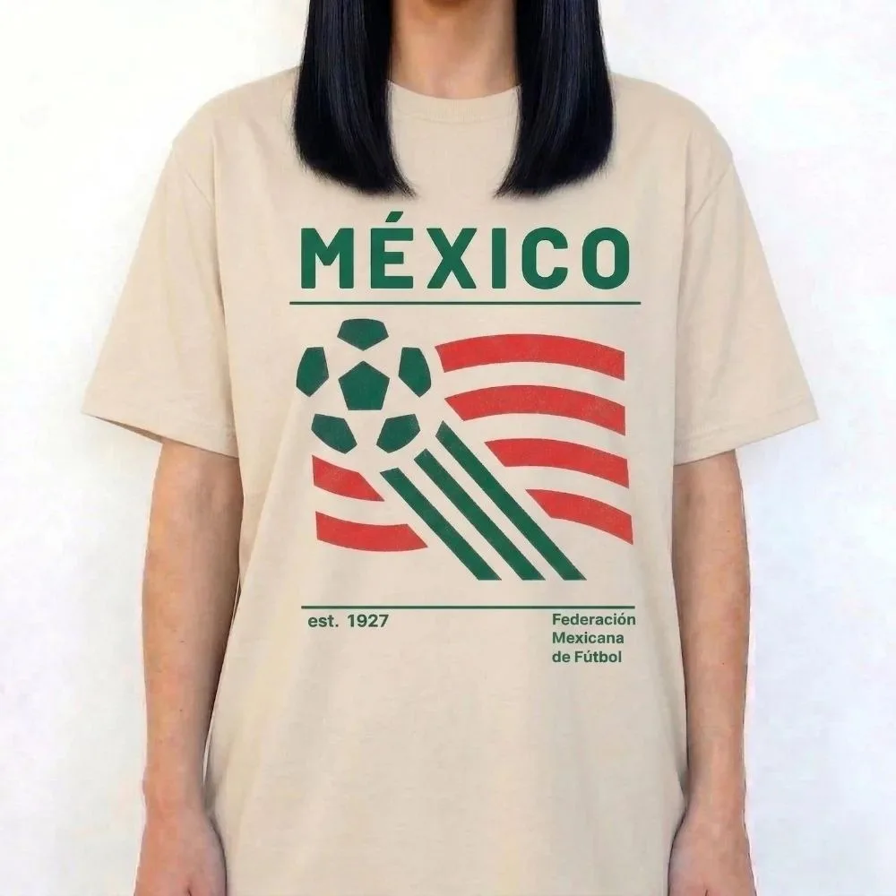 Vintage Mexico Soccer T-Shirt Football Graphic TShirt Soccer Part Supplies Clothing Men Women Summer Casual Tops Fashion