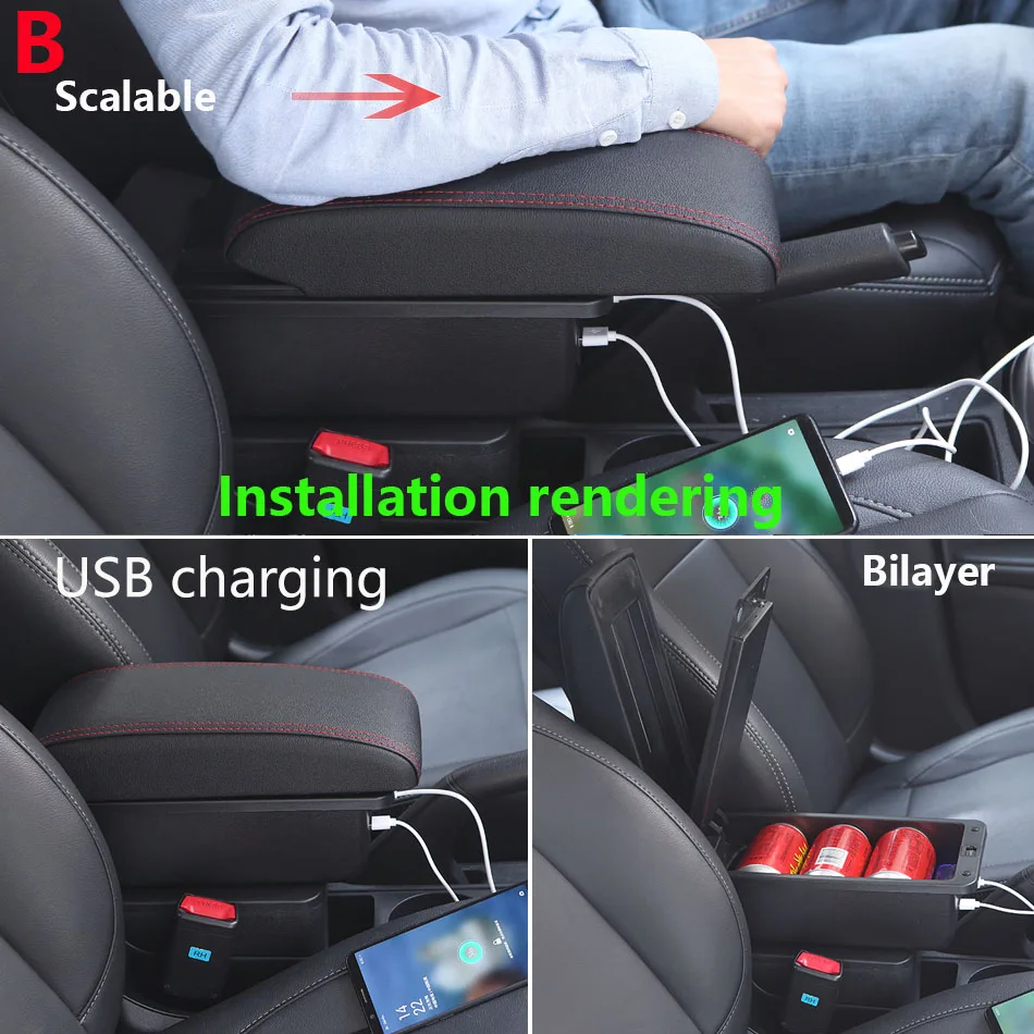 Picture 5: For Peugeot 307 Armrest Box For Peugeot 307 CC Convertible Car Armrest Storage Box Interior Retrofit Dedicated Car Accessories