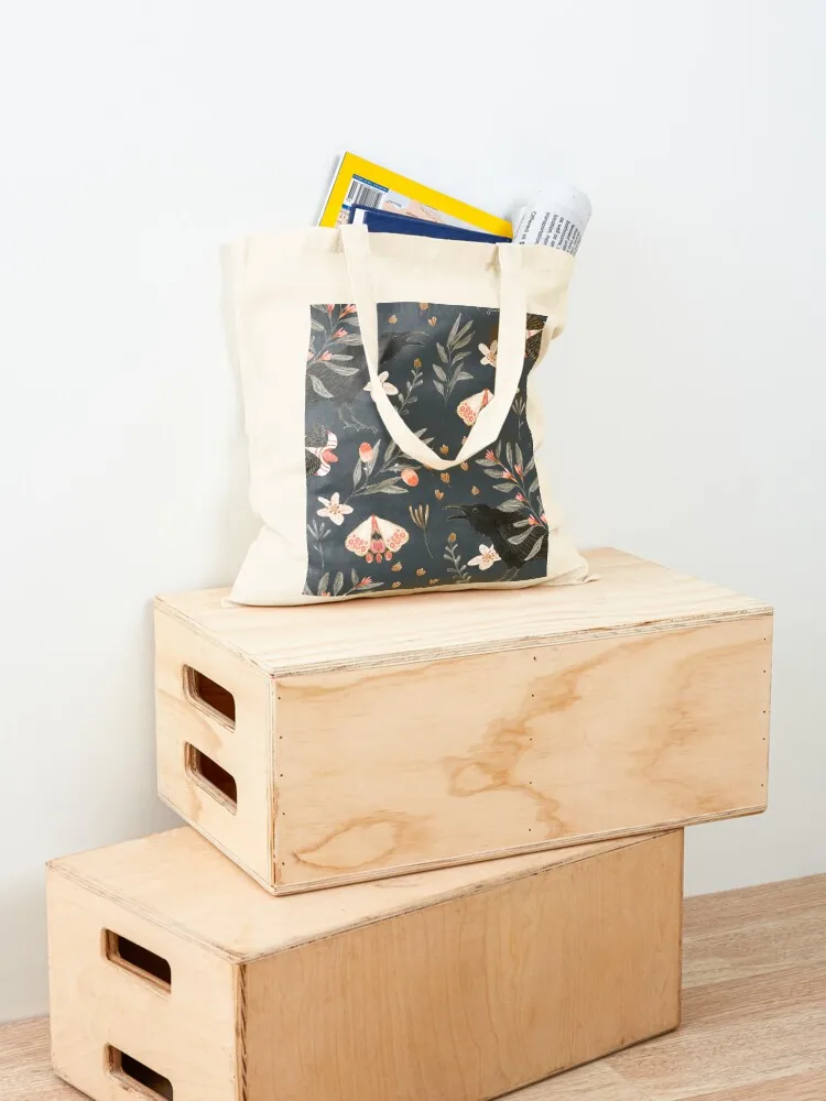 Black Crow and Butterflies Tote Bag Women's beach bags hand bag ladies cloth bag woman Fabric