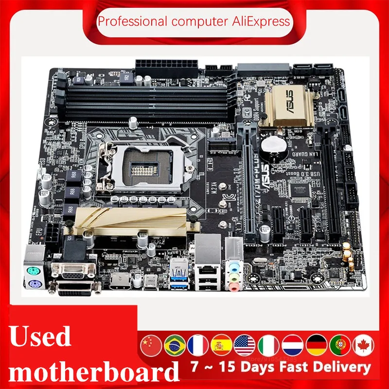 For Asus Z170M-PLUS Original Used Desktop Intel Z170 Z170M DDR4 Motherboard LGA 1151  i7/i5/i3 USB3.0 SATA3