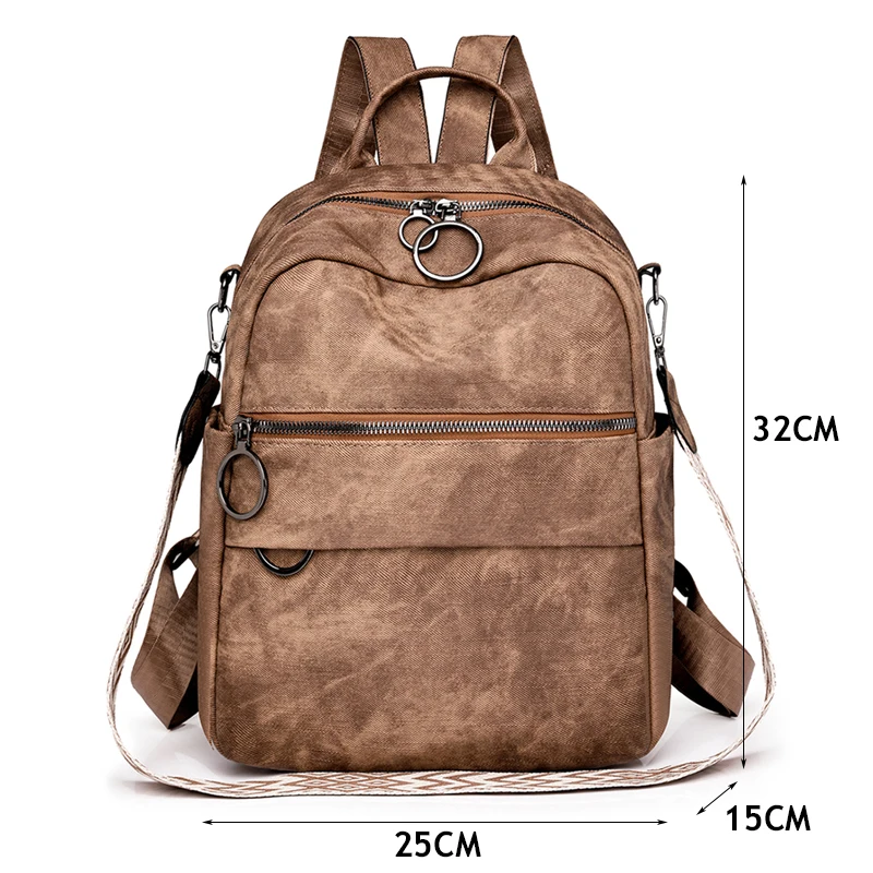 Fashion Backpack Women Quality Leather Rucksacks Ladies Shoulder Bag Multifunction Travel Back Pack Large School Bags for Girls