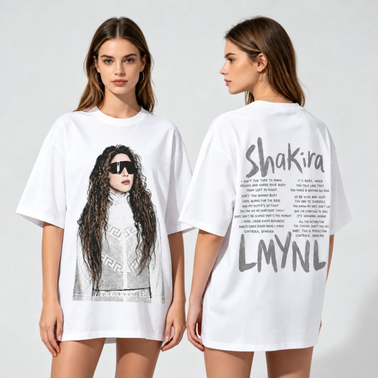 Men Shakira World Tour T‑Shirt Print Short Sleeve Tee Double‑sided Tour City List Unisex Retro Music Fan Tops Family Matching