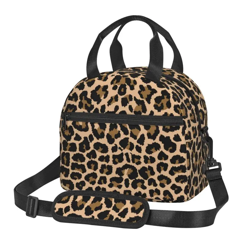 Leopard Print Insulated Lunch Bag Abstract Cheetah Pattern Wild Animal Skin Thermal Lunch Box Reusable Waterproof Bento Tote Bag