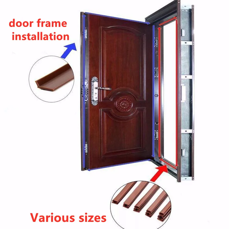 Striscia di tenuta autoadesiva per porte e finestre da 6M per mantenere caldo l'isolamento acustico striscia di tenuta per fessure per porte in gomma siliconica