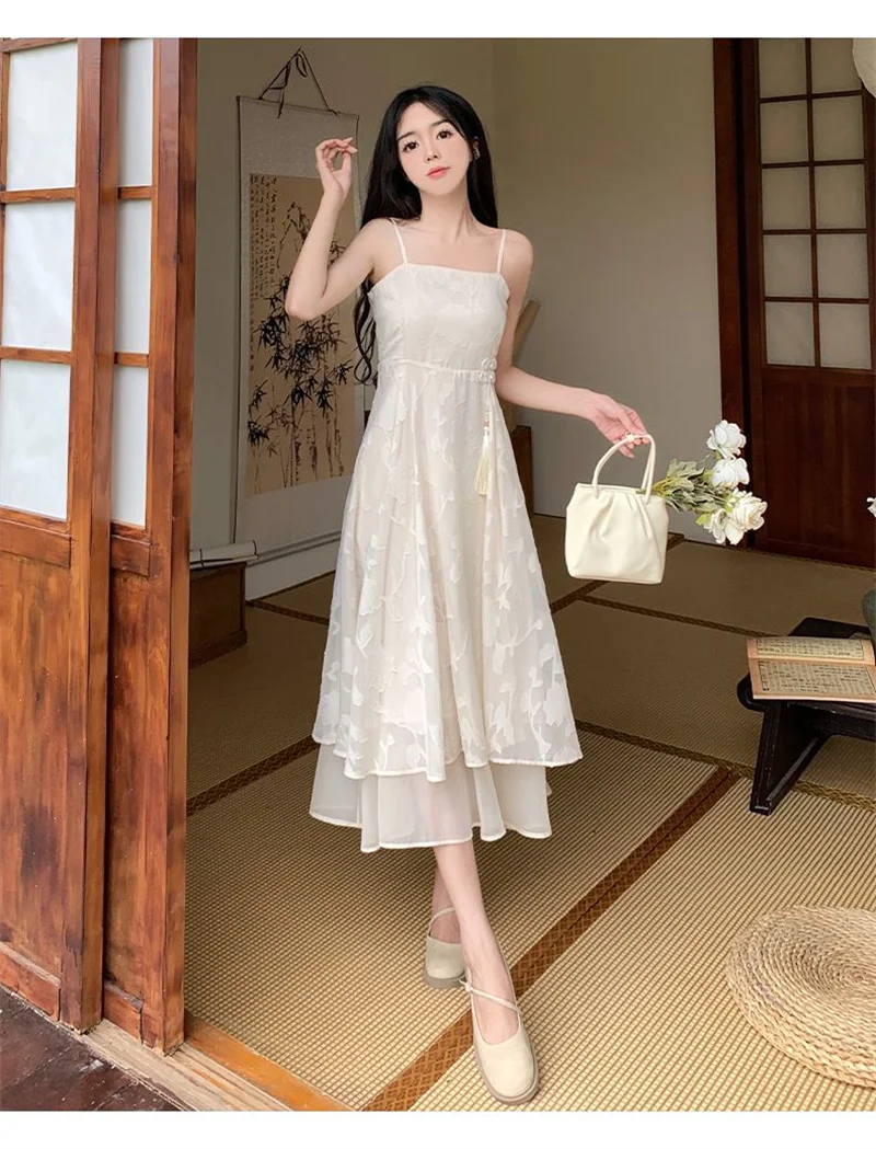 New Chinese Style Buckle Retro 2025 Summer New Set Floral Plus Size Gentle And Elegant Dress