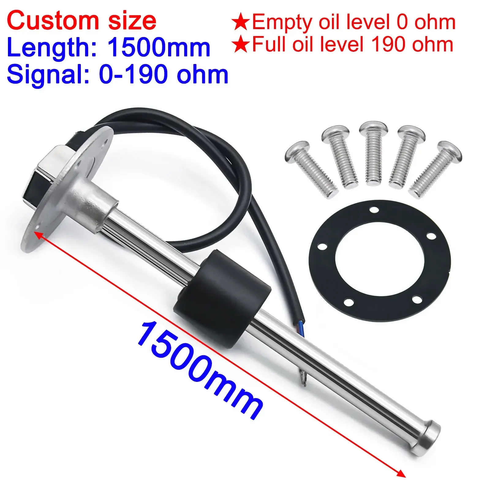 Custom Size 1500mm 800mm 650mm 0-190 Ohm Car Boat Level Sensor Level Gauge Sending Unit Sensor In The Tank