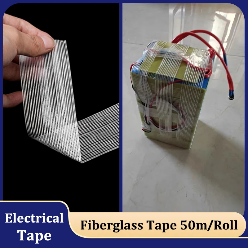 50m/Roll Width 5mm - 80mm Fiberglass Tape Single-sided Adhesive Industrial Packaging Fixed Bundled Sealing Strong Adhesive Tapes