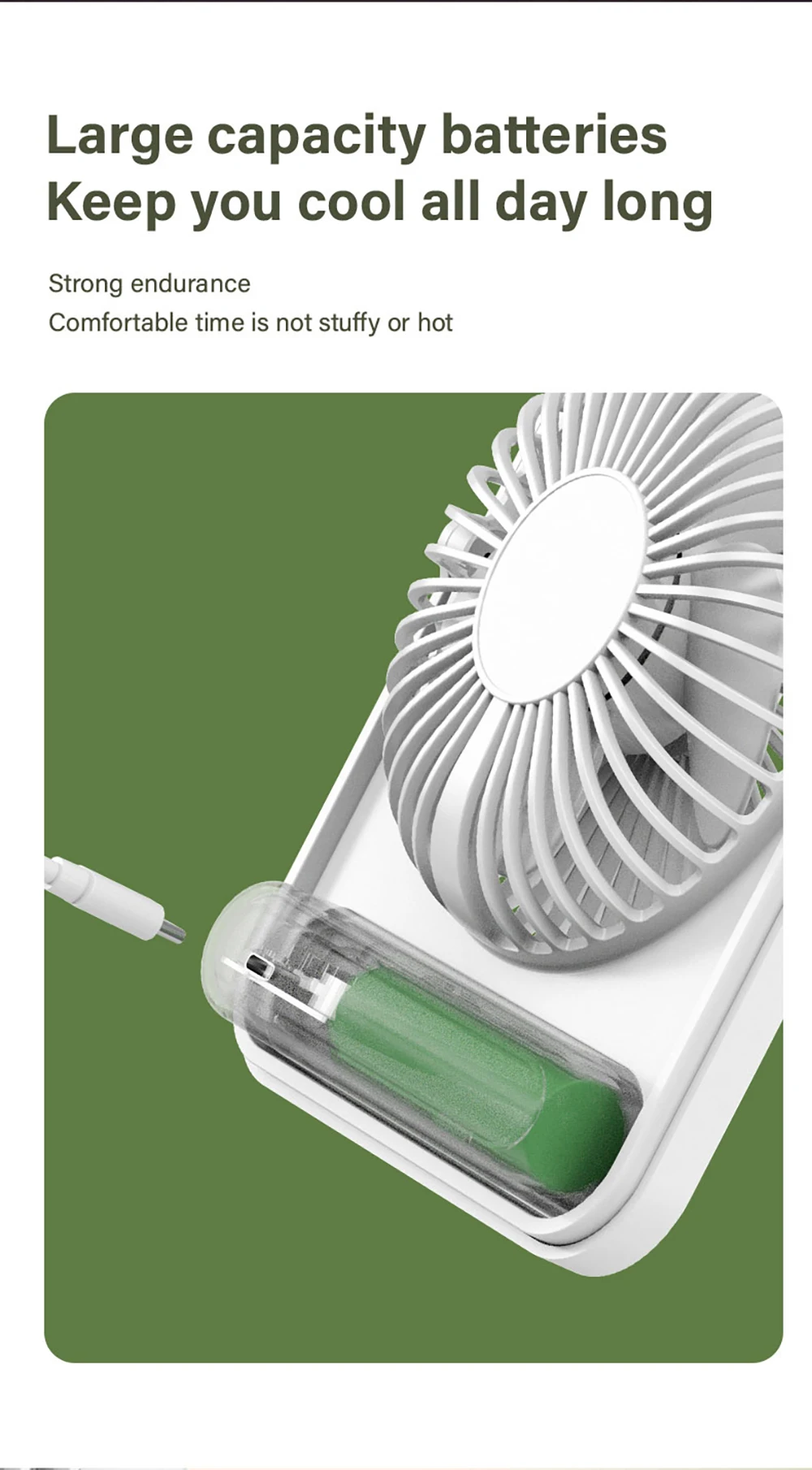 Tragbarer Mini-Ventilator, USB-Tischventilator, faltbare Tischventilatoren mit 5 Geschwindigkeiten, leistungsstarker Wind, wiederaufladbarer Wandventilator, kleine Campingventilatoren – Detail 6