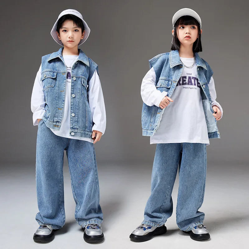 New Children Jazz Dance Costumes For Girls Performance Street Wear Kids Cool Hip Hop Clothing For Boys Stage Show Kpop Outfits