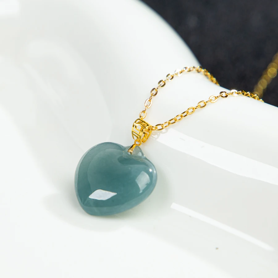 

TIMESWIND Authentic A-type Light Blue Jade Sweet Love Pendant S925 Women Necklace Fashion Jewelry with Certificate