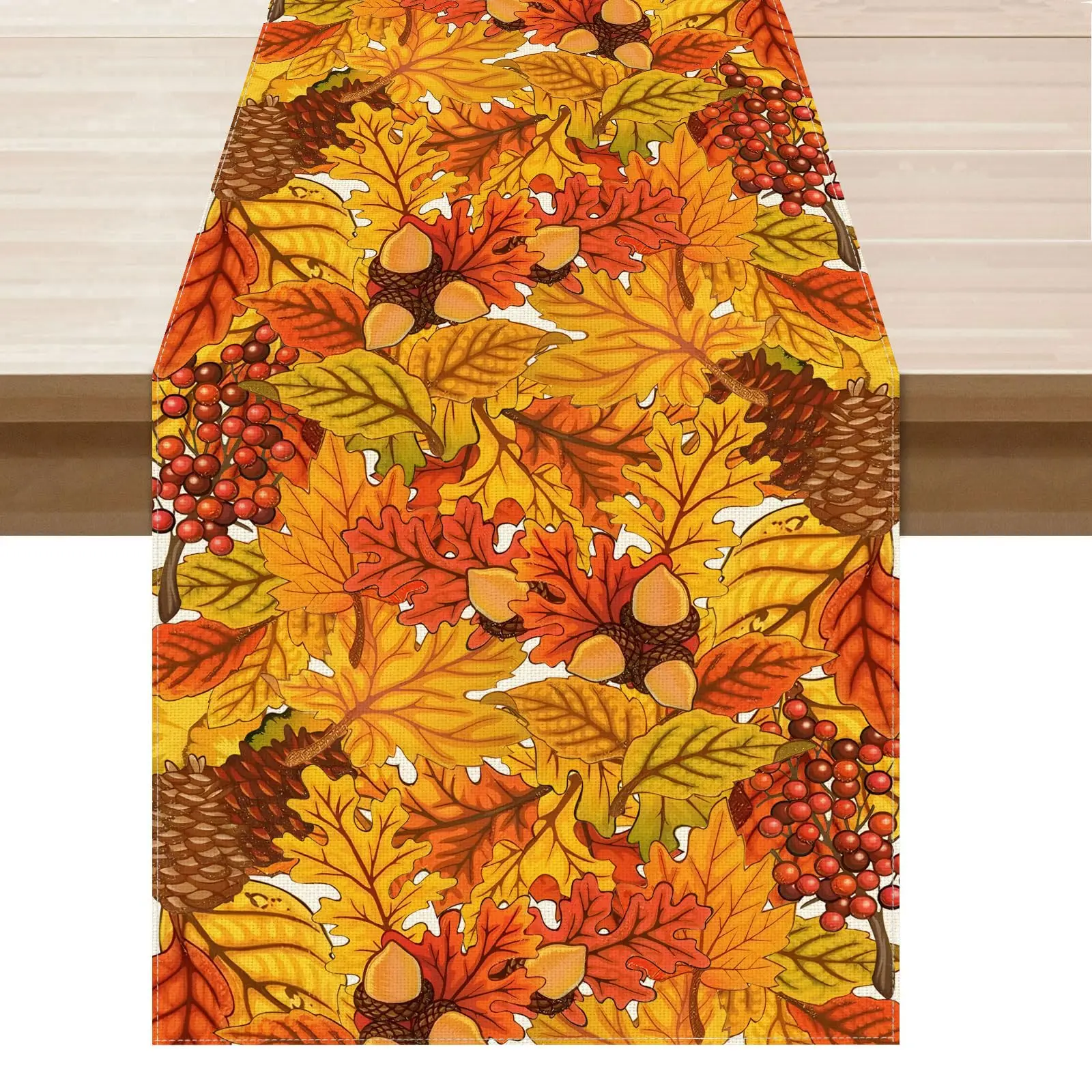 Fall Maple Leaves Pinecone Table Runner Table Decoration for Kitchen Dining Dinner Autumn Home Decor