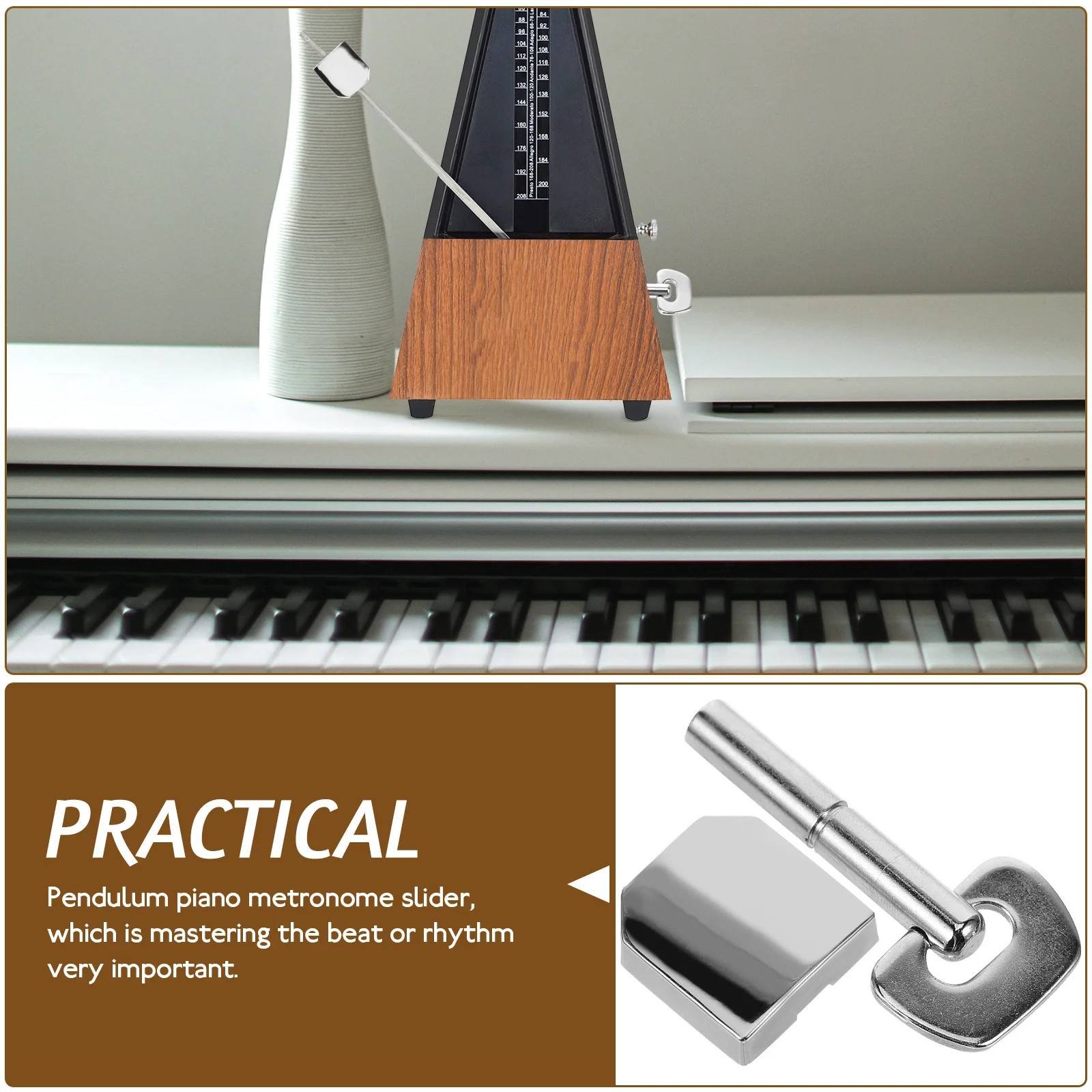 

1Set High Quality Metronome Parts Kit Includes Metal Sliding Block and Knob for Piano Pendulum Metronome Repair Reliable