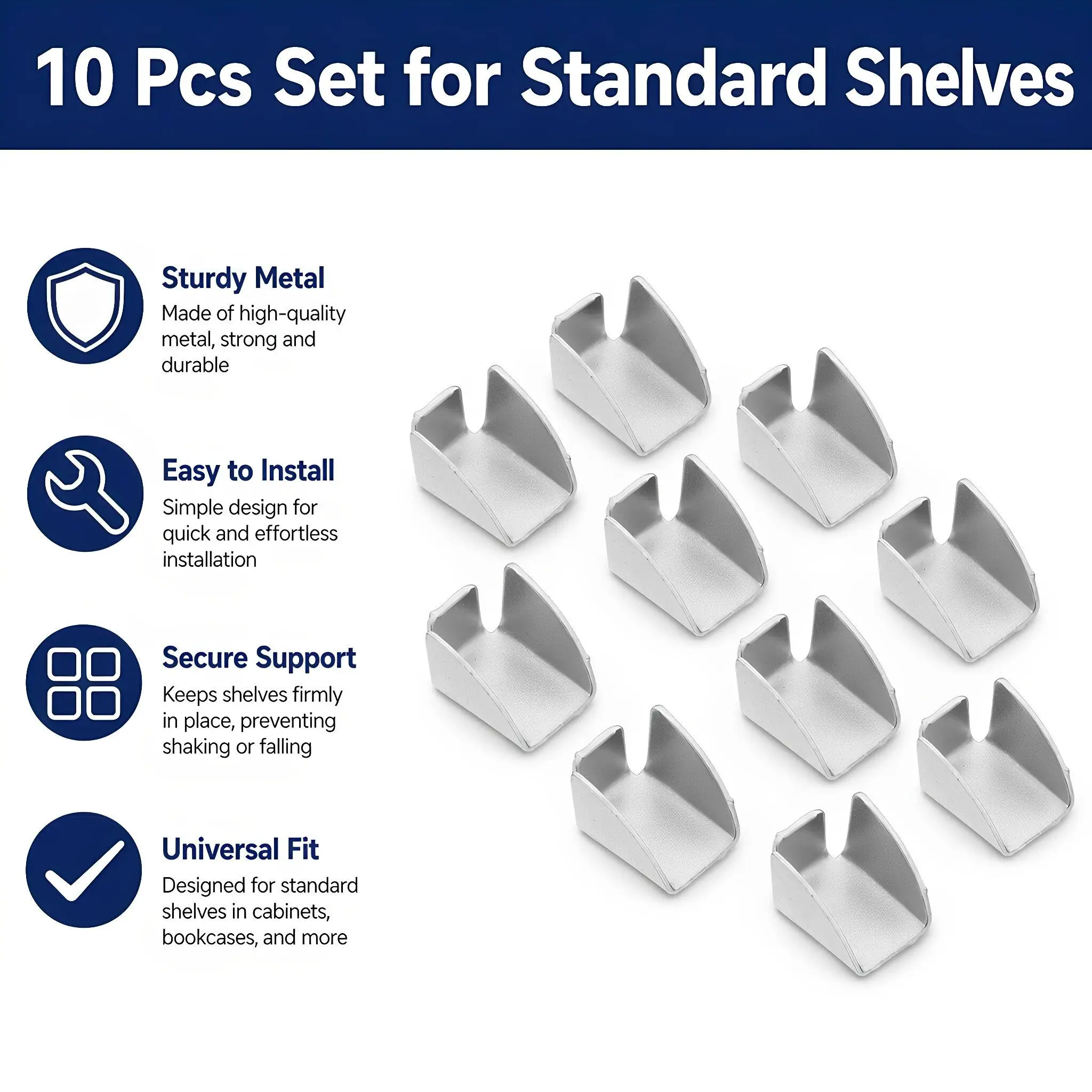 10Pcs Metal Shelf Supports Heavy Duty Cabinet Shelf Clips File Cabinet Storage Brackets Bookshelf Pegs Bookshelf Peg