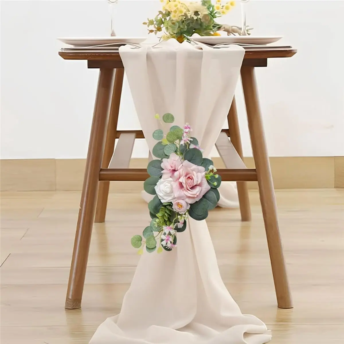 Big Discount 2 Pcs Artificial Wedding Arch Flowers for Wedding Sign, for Welcome Ceremony Sign,Faux Floral Swags, Pink