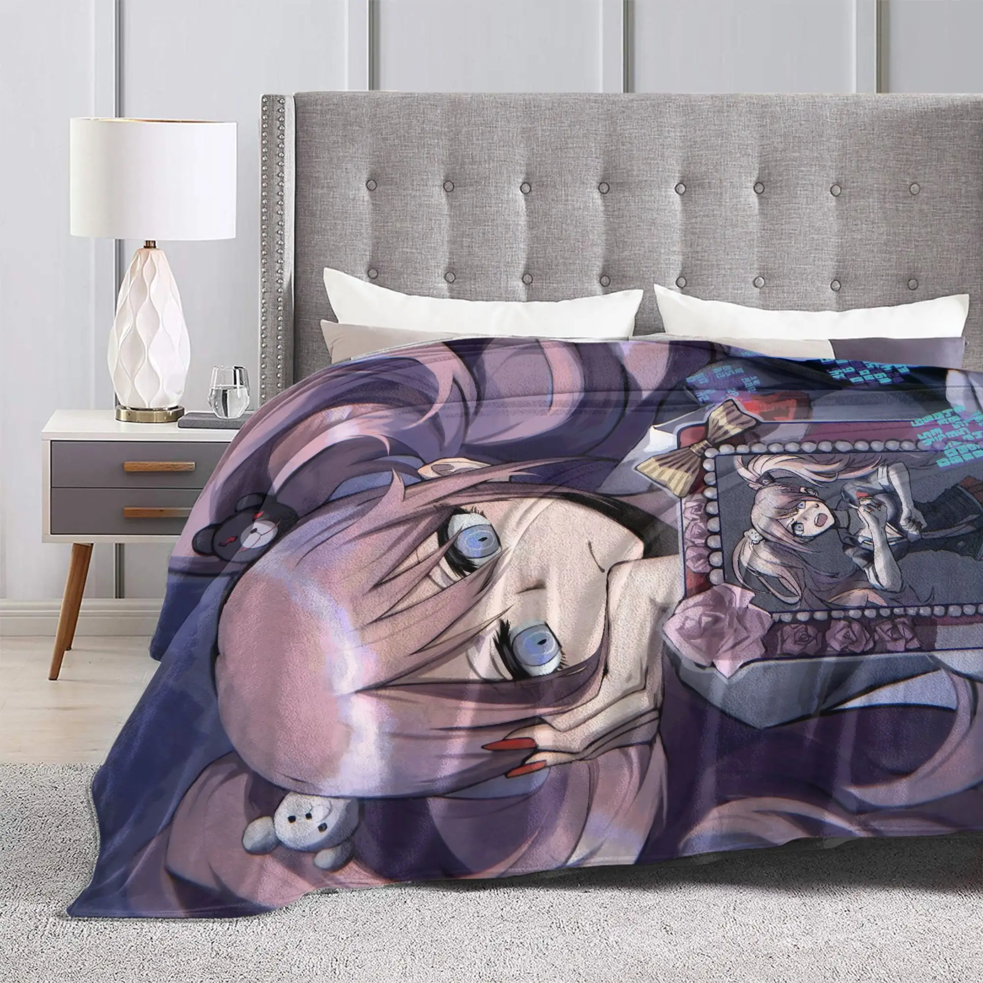 أنيمي دانغانرونا البطانيات المخملية الخريف/الشتاء جونكو اينوشيما متعددة الوظائف خفيفة الوزن رمي البطانيات ل أريكة سيارة المفرش