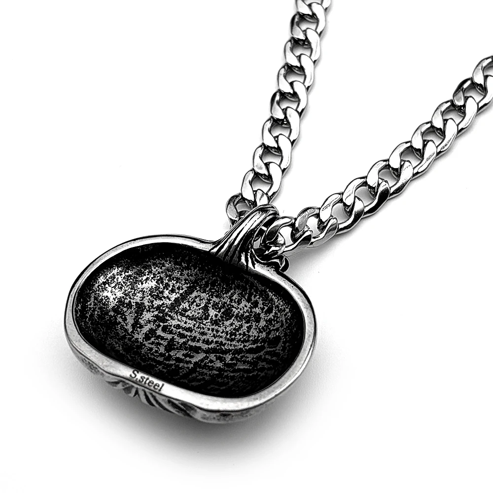 Punk Stainless Steel Pumpkin Lantern Pendant Necklace For Men Women Silver Color Jack-O-Lantern Halloween Chain Jewelry Gift
