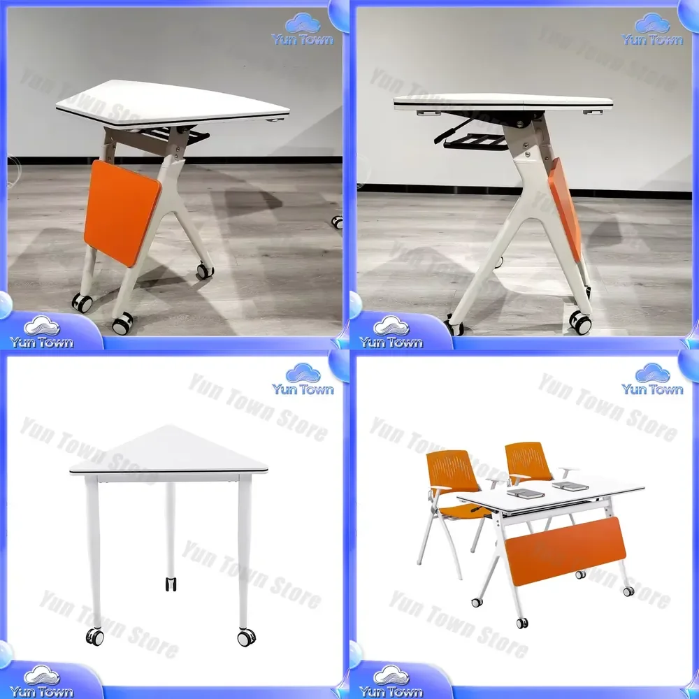 Folding Desk for Training Room Conference Table Round Modern Office Folding Table for Meeting Room Home Office Space Saving