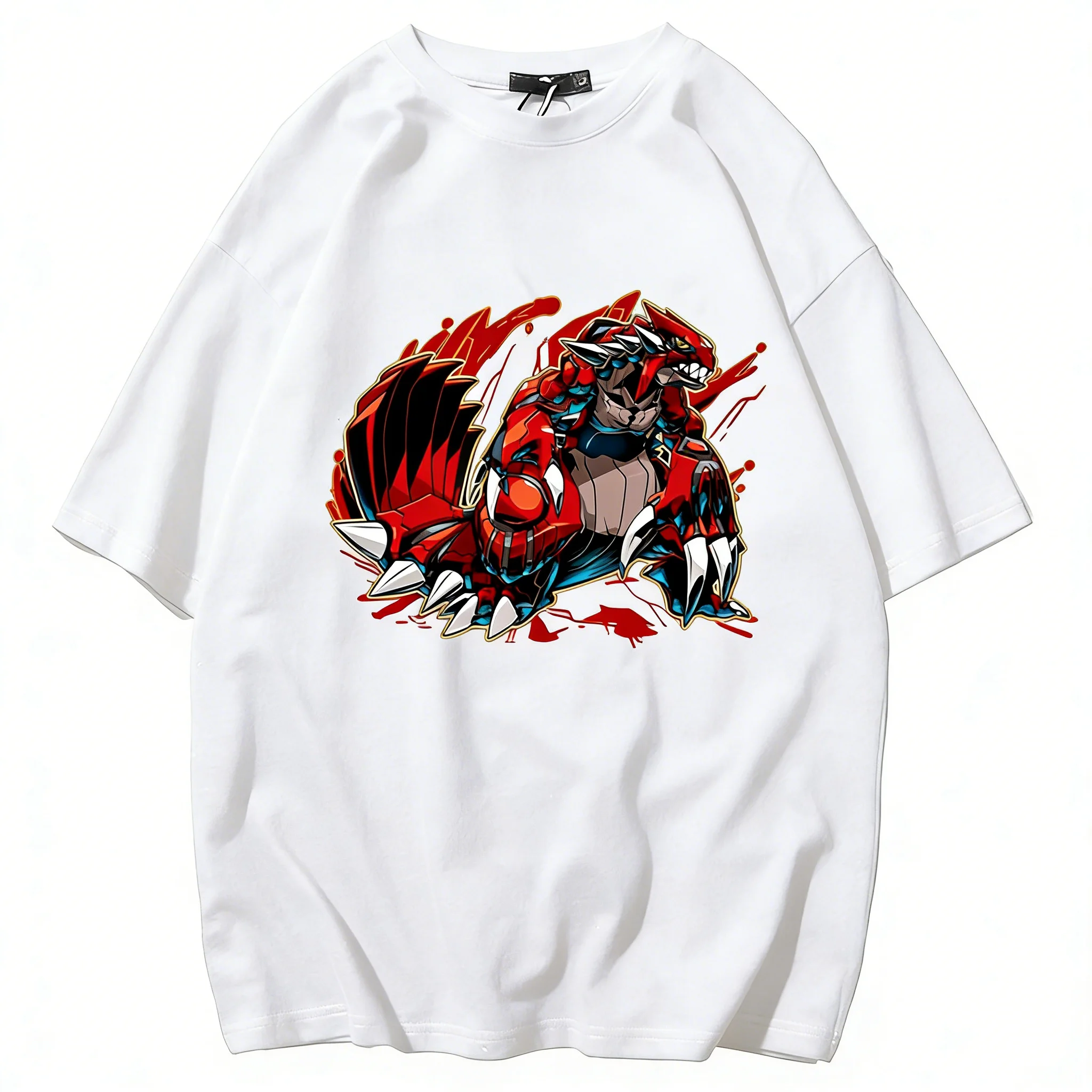 Japanese Pok É Mon Gula Duo Short Sleeved Anime T-shirt for Men and Women in Summer, Loose Fitting and Slimming, Washed Old