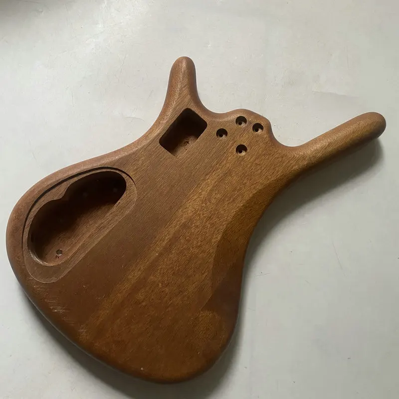 LB480 Natural Solid Spalted Maple Body+Solid Mahogany for 5 String Active Bass Guitar Replace and DIY - view 6