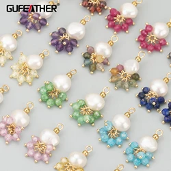 GUFEATHER ME50,jewelry accessories,18k gold plated,copper,natural stone,hand made,charms,jewelry making,diy pendants,6pcs/lot