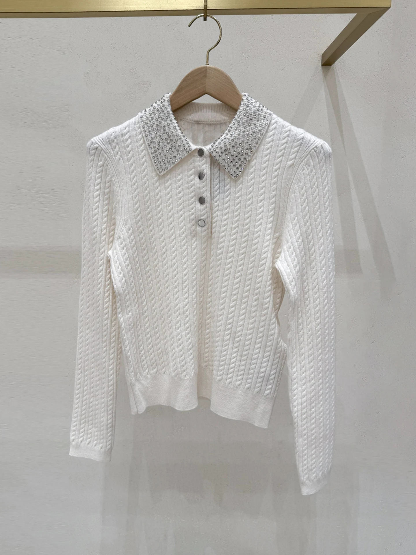 

Высококачественный женский трикотажный топ M Home South Oil Ne со сверкающими бриллиантами Little Fraance, осенне-зимний топ