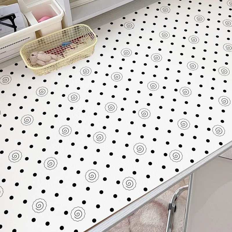 Retro Minimalist Polka Dot Circle Eye Protection XXL Leather Mouse Pad Keyboard Office Desktop Decoration Student Dormitory