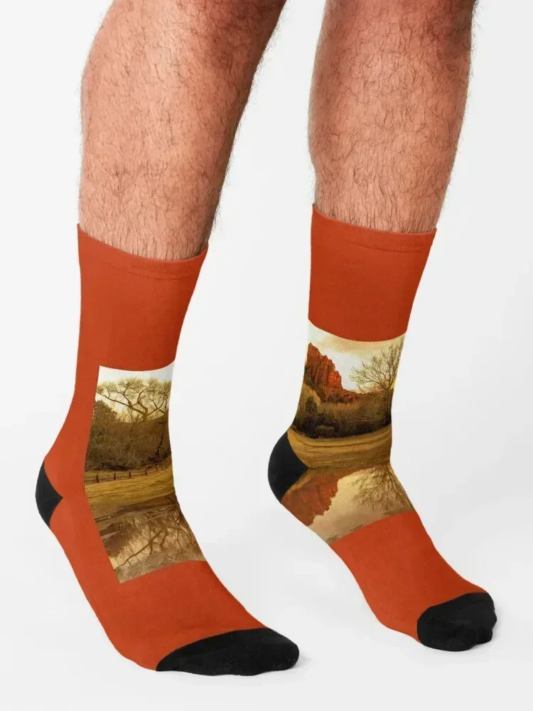 Cathedral Rock Sedona Rainy Day by Reay of Light Socks Novelties Soccer retro custom sports Socks Girl Men's