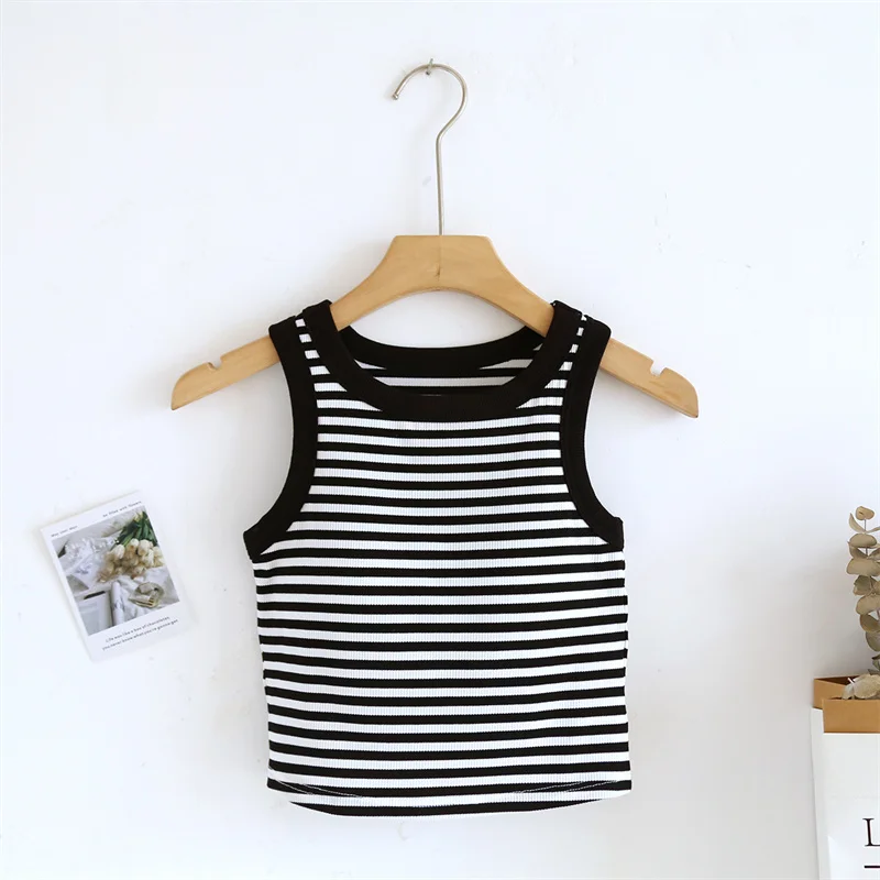 

Summer Women's Pajamas T-shirt One Piece Sleepwear Vest Fashion Striped Modal Bottoming Shirt Chest Pad Sleeping Tops