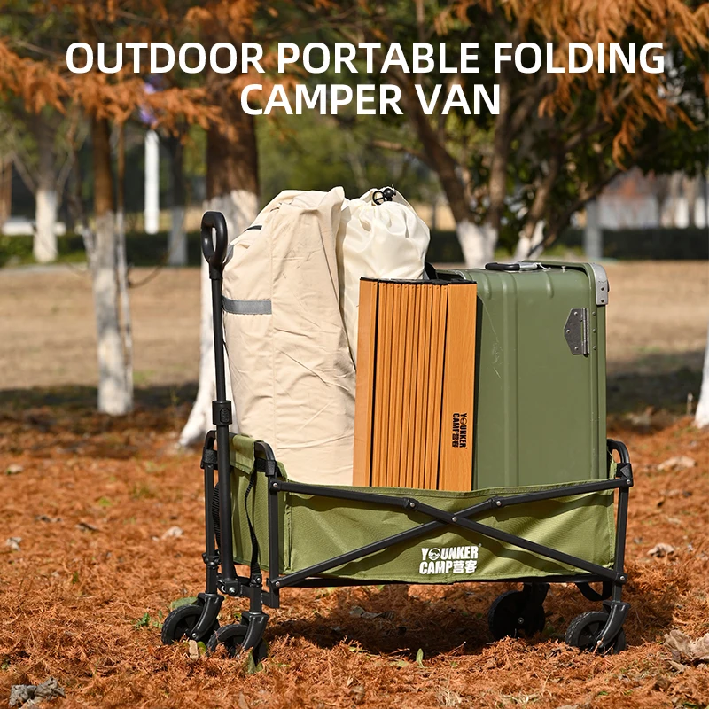 Capacity Fold Wagon Outdoor Trolley Portable Camping Cart Table Collapsible Folding Utility Beach Wagon Cart Heavy Duty Large