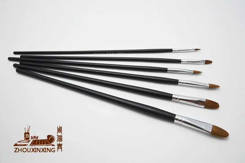 

6 pcs/set weasel hair oil painting brush black long wood rod acrylic brush Gouache Watercolor Painting Pen art supplies