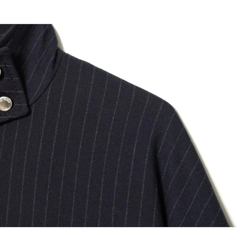 HipSeam krijtstreep bomberjack herfst dames casual hoge kraag lange mouwen jassen los met zakken chique vrouwelijke tops