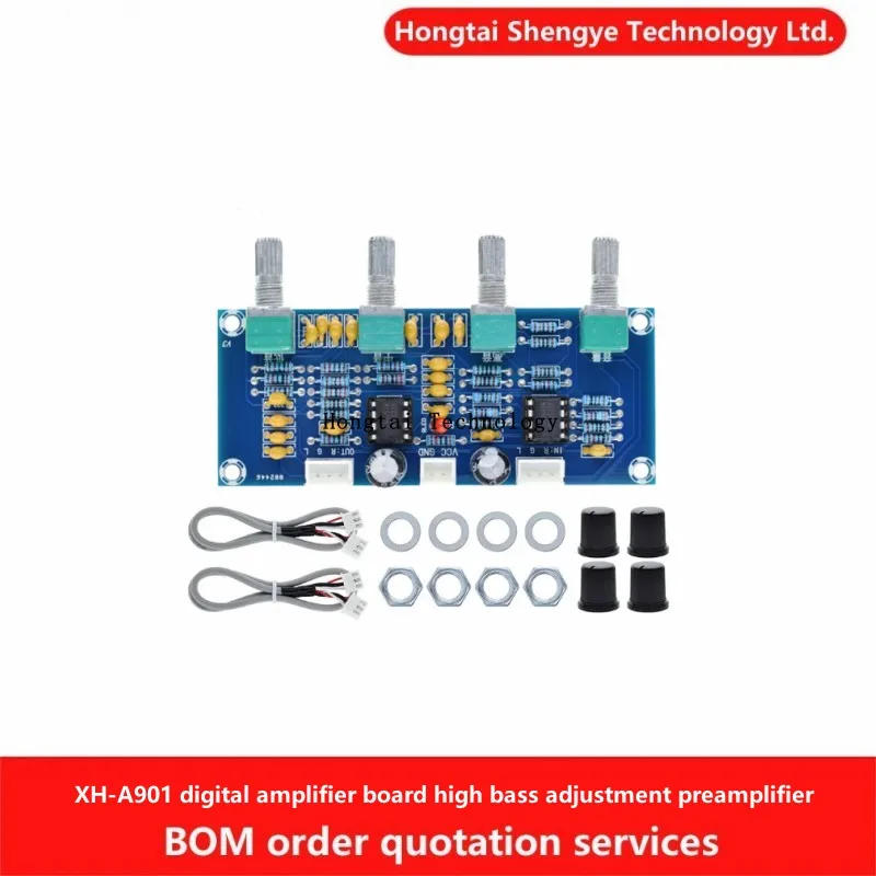 XH-A901 NE555 Digital Amplifier Board with DC Treble and Bass Adjustment Tuner Board Preamplifier Module